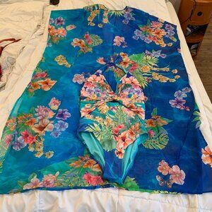 Johnny Was Water Tropic Kaftan & Tie Dye Twist Keyhole One Piece NWT